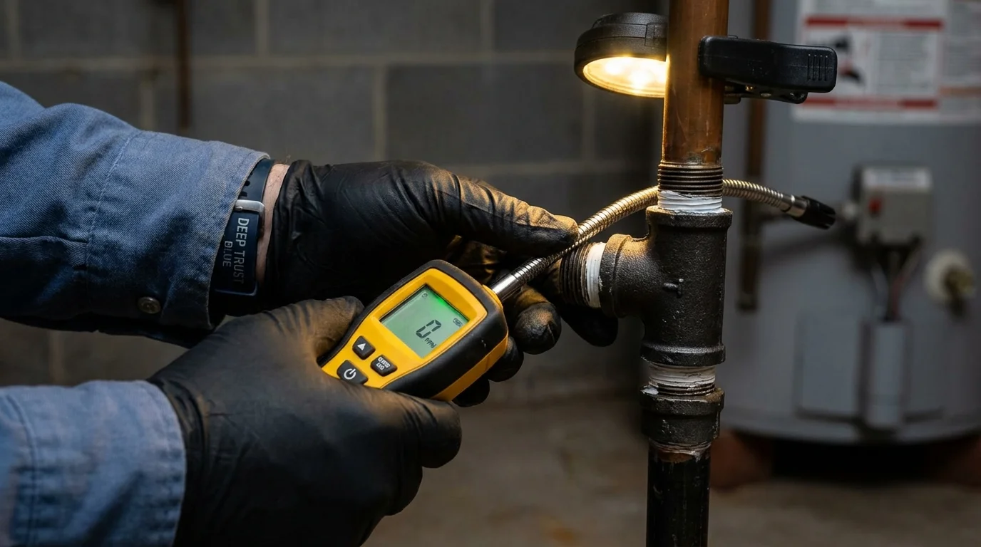 Gas leak detection with electronic sniffer by Johns Plumbing LLC in Malone
